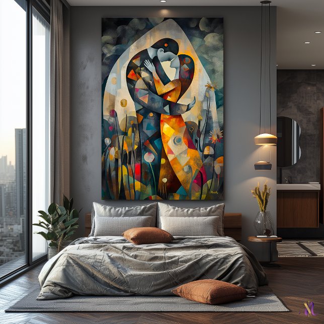 Toile Vision Cubiste Moderne de Le Baiser (Créateur téléchargé)