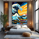 Toile Vision Pop Art de La Grande Vague<br><div class="desc">Cette transformation pop art de "La Grande Vague" réimagine le paysage marin emblématique avec des couleurs vives, des motifs dynamiques et une énergie expressive. Les vagues vibrantes, le ciel lumineux et le mouvement dramatique insufflent à ce thème intemporel un style pop art contemporain, célébrant sa puissance et sa beauté. Parfait...</div>