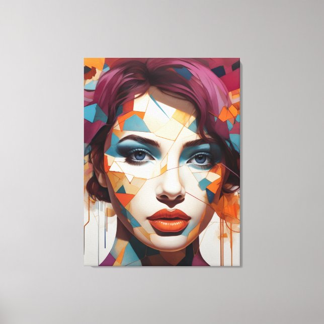 Toile Visions Brisées : Portrait Abstrait de Femme (Recto)