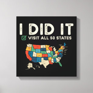 Toile Visité les 50 États américains - Carte de voyage U