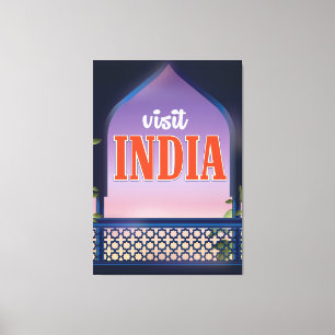 Toile Visitez India Vintage en version imprimée.