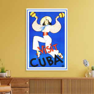 Toile Visitez La Havane, Cuba, Affiche de voyage vintage