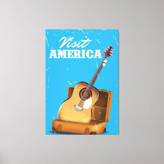 Toile Visitez l'affiche de voyage vintage en Amérique