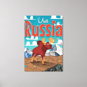 Toile Visitez l'affiche vintage de dessin animé de Russi