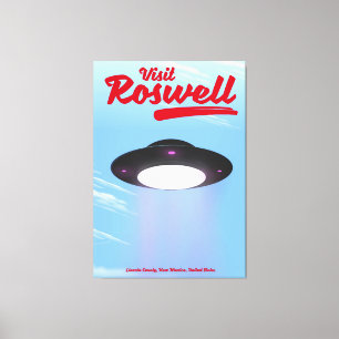 Toile Visitez l'affiche vintage de Roswell UFO couleur