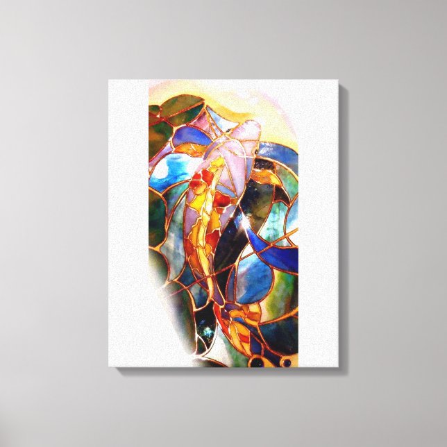 Toile Vitrail Koi traditionnel Poisson Art Canvas (Recto)