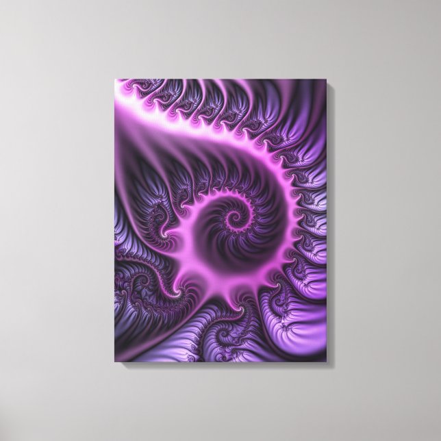 Toile Vivid Cool Abstrait rose violet Fractal Art Spiral (Recto)