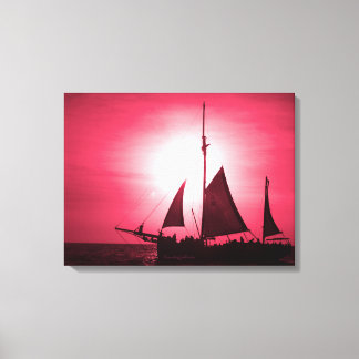 Toile Voile Aruba Crépuscule Profonde Brume Rouge (Paysa