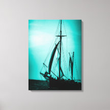 Voile Aruba Crépuscule Profonde Mer Écume Brume (P