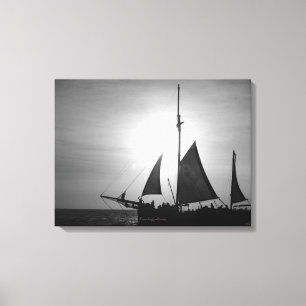 Toile Voile Aruba Dusk en noir et blanc (paysage)