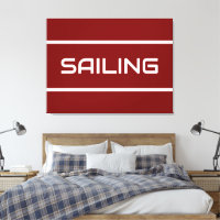 VOILE Blanche Texte Moderne Rayures Sur Fond Rouge