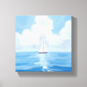 Toile Voile dans le bleu   Peinture de voilier côtier oc