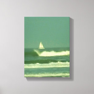 Toile Voilier blanc sur l'eau verte d'océan