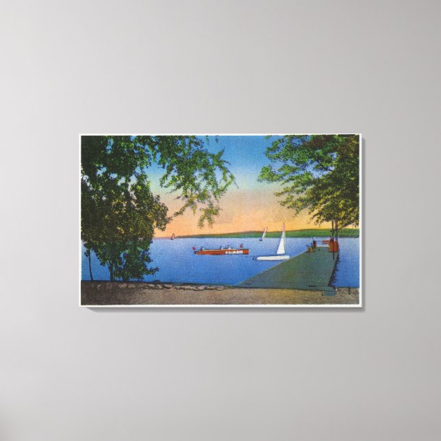 Toile Voilier et bateau à moteur à Roseland Park Scene (Recto)
