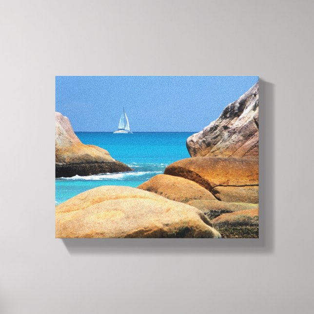 Toile Voilier Passant Par La Plage (Recto)