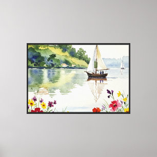 Toile Voilier sur un lac calme