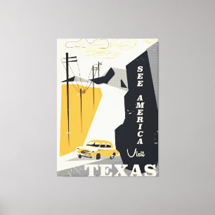 Toile Voir l'Amérique - Affiche de voyage vintage Texas