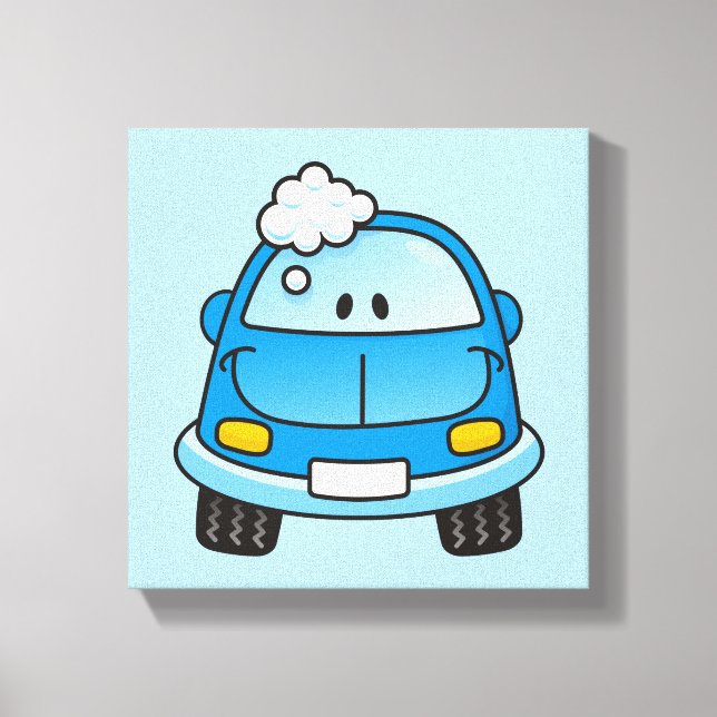 Toile Voiture bleue avec des bulles (Recto)