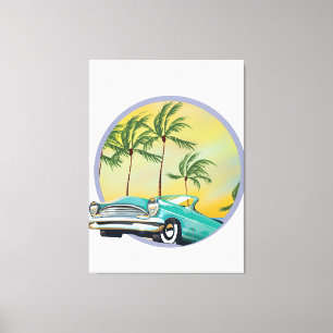 Toile Voiture classique au crépuscule