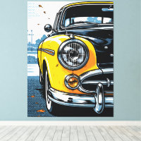 Voiture Classique Jaune Rétro Avant Pop Art