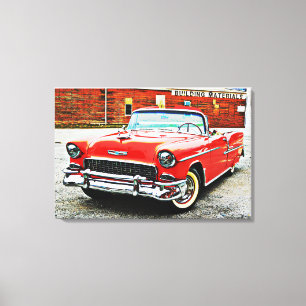 Toile Voiture classique Red Bel Air Poster Style Art Can
