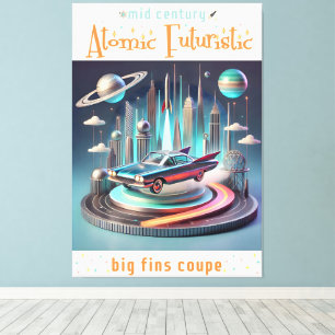 Toile Voiture Coupé à Grandes Ailes Futuristes Atomiques