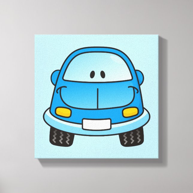 Toile Voiture de dessin animé bleu (Recto)