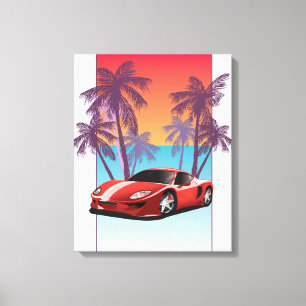 Toile Voiture de sport rouge vintage