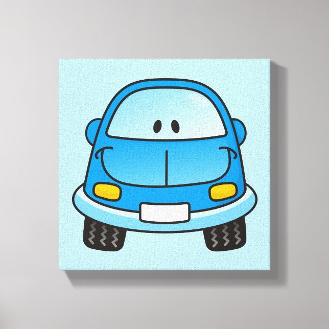 Toile Voiture dessin animé bleu (Recto)