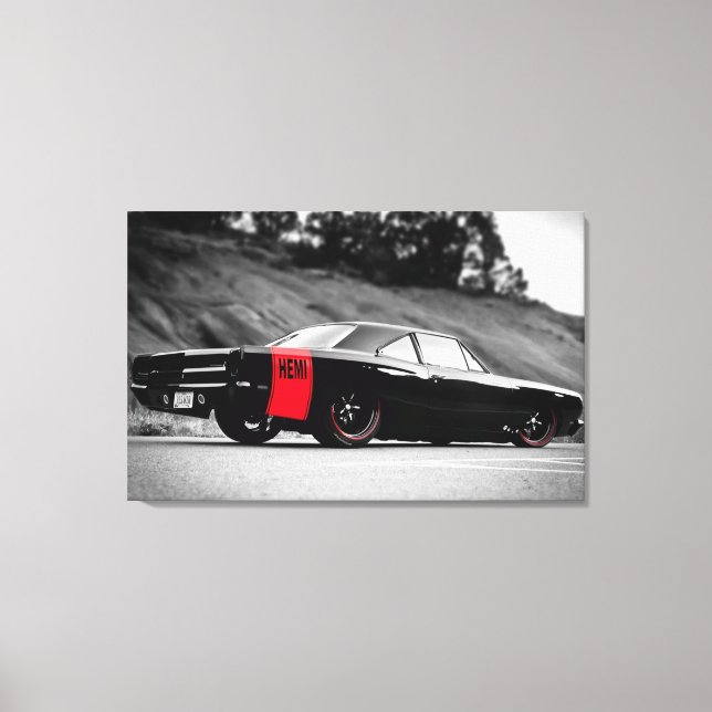 Toile Voiture Musclée Classique Noire (Recto)