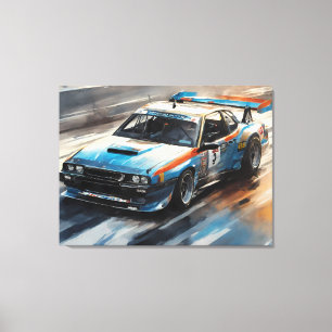 Toile Voiture Sporty Blue Racing