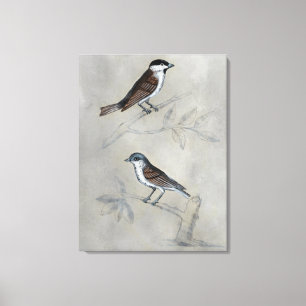Toile Volière argentée une paire d'oiseaux