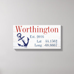 Toile Votre nom de famille Latitude et Longitude