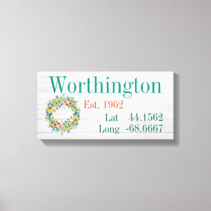 Toile Votre nom de famille Latitude et Longitude