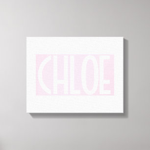 Toile Votre nom Texte blanc gras sur rose clair