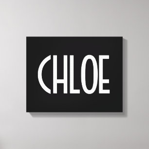 Toile Votre nom, texte gras blanc   Noir