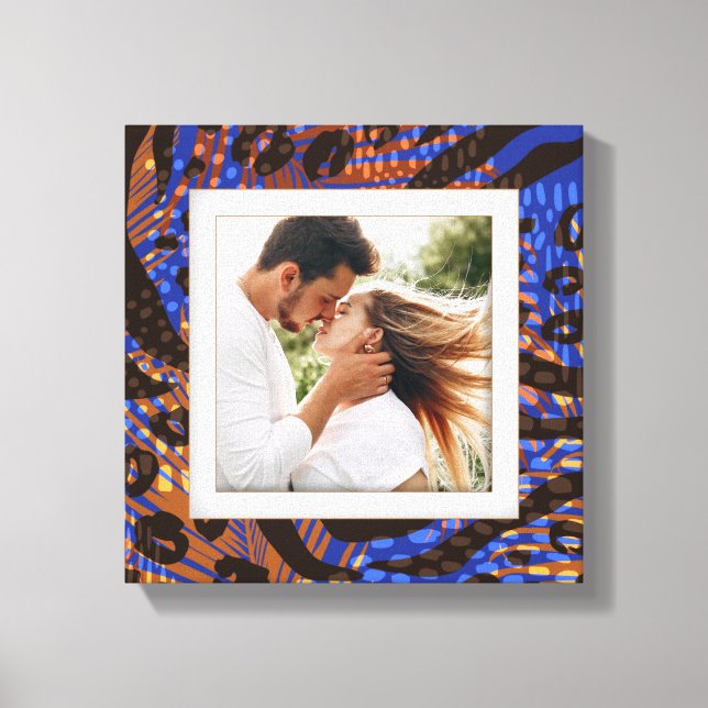 Toile Votre photo Animal Motif Leopard Bleu Brown Tan (Recto)