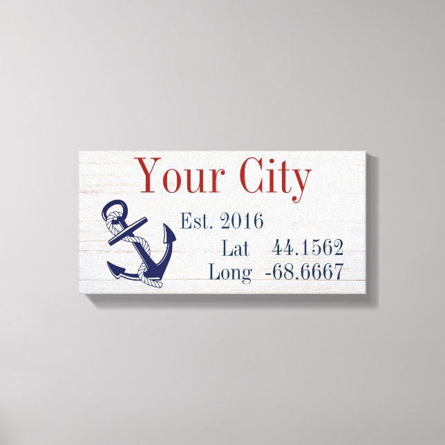 Toile Votre ville ou votre nom de famille Latitude et lo (Recto)