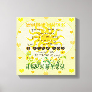 Toile Vous êtes mon soleil avec des coeurs