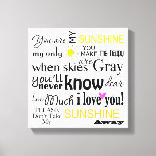 Toile Vous êtes mon Sunshine Canvas Word Art