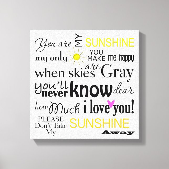 Toile Vous êtes mon Sunshine Canvas Word Art (Recto)