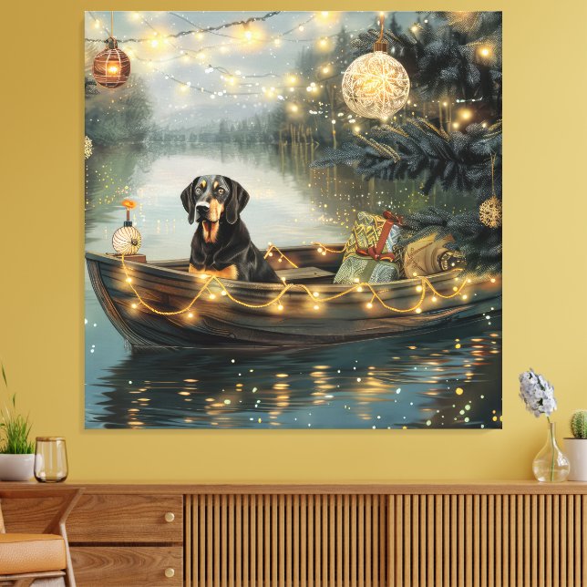 Toile Voyage de fête de Noël de Bluetick Coonhound (Insitu(Salon))