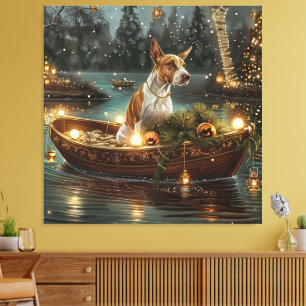 Toile Voyage de fête de Noël de Bull Terrier