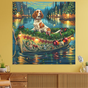 Toile Voyage de fête de Noël de l'épagneul breton
