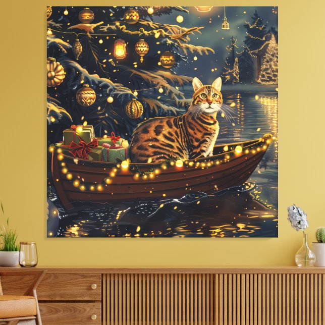 Toile Voyage de fête de Noël du chat du Bengale (Insitu(Salon))
