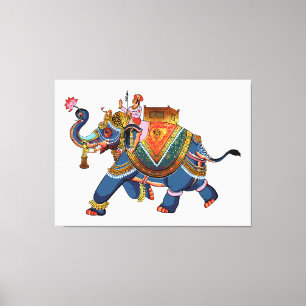 Toile Voyage de l'éléphant royal : conception folkloriqu