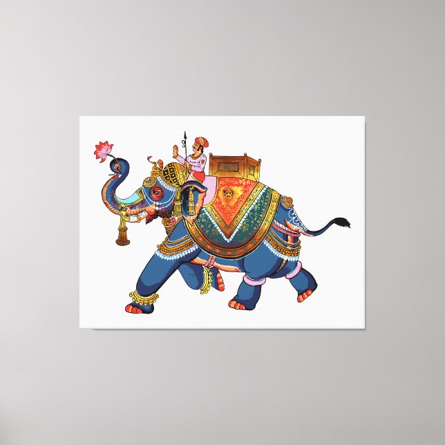 Toile Voyage de l'éléphant royal : conception folkloriqu (Recto)