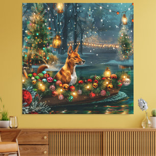 Toile Voyage de Noël de Basenji
