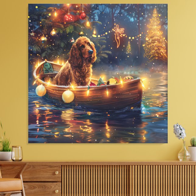 Toile Voyage de Noël du Cocker Spaniel (Insitu(Salon))