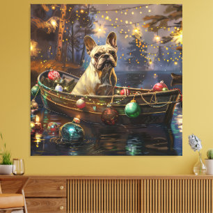 Toile Voyage de Noël festif de Bouledogue français